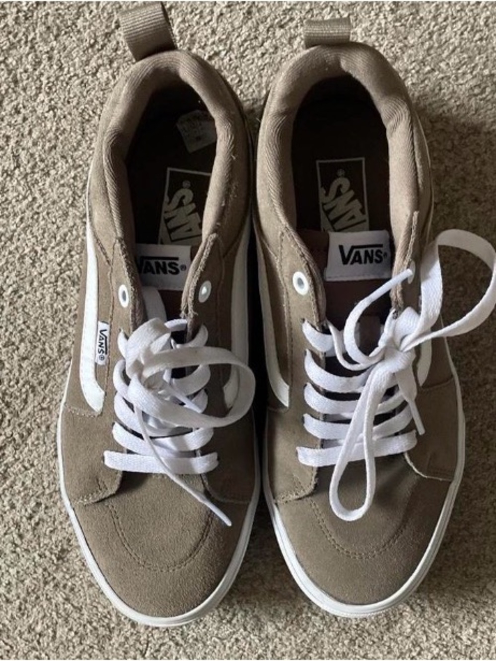 Vans Men's Mid-Top Sneakers in Taupe with White Stripe